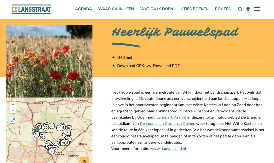 Pauwelspad bericht op website RBT