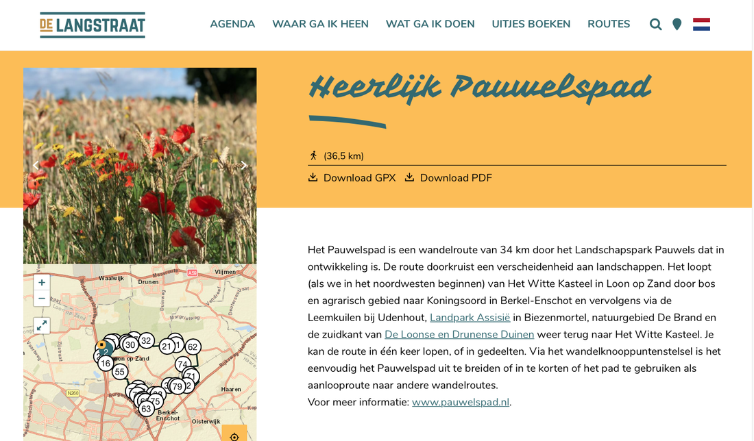 Pauwelspad bericht op website RBT